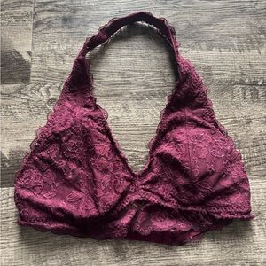 Women’s Gilly Hicks Halter Lace Bralette - Maroon Red - Size Medium